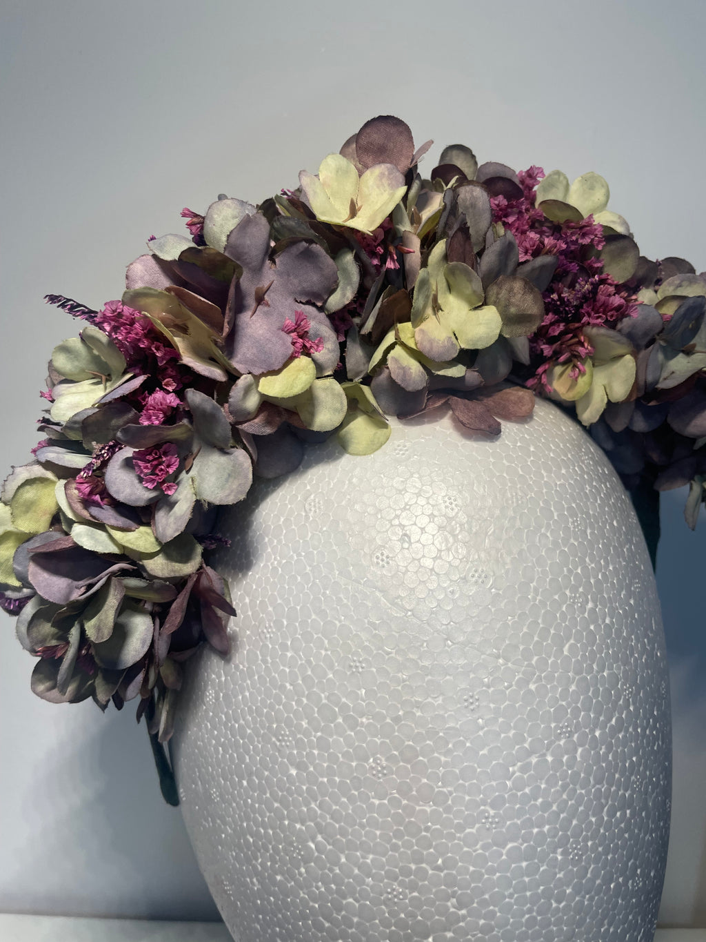 Mauve/green/pink flower headband