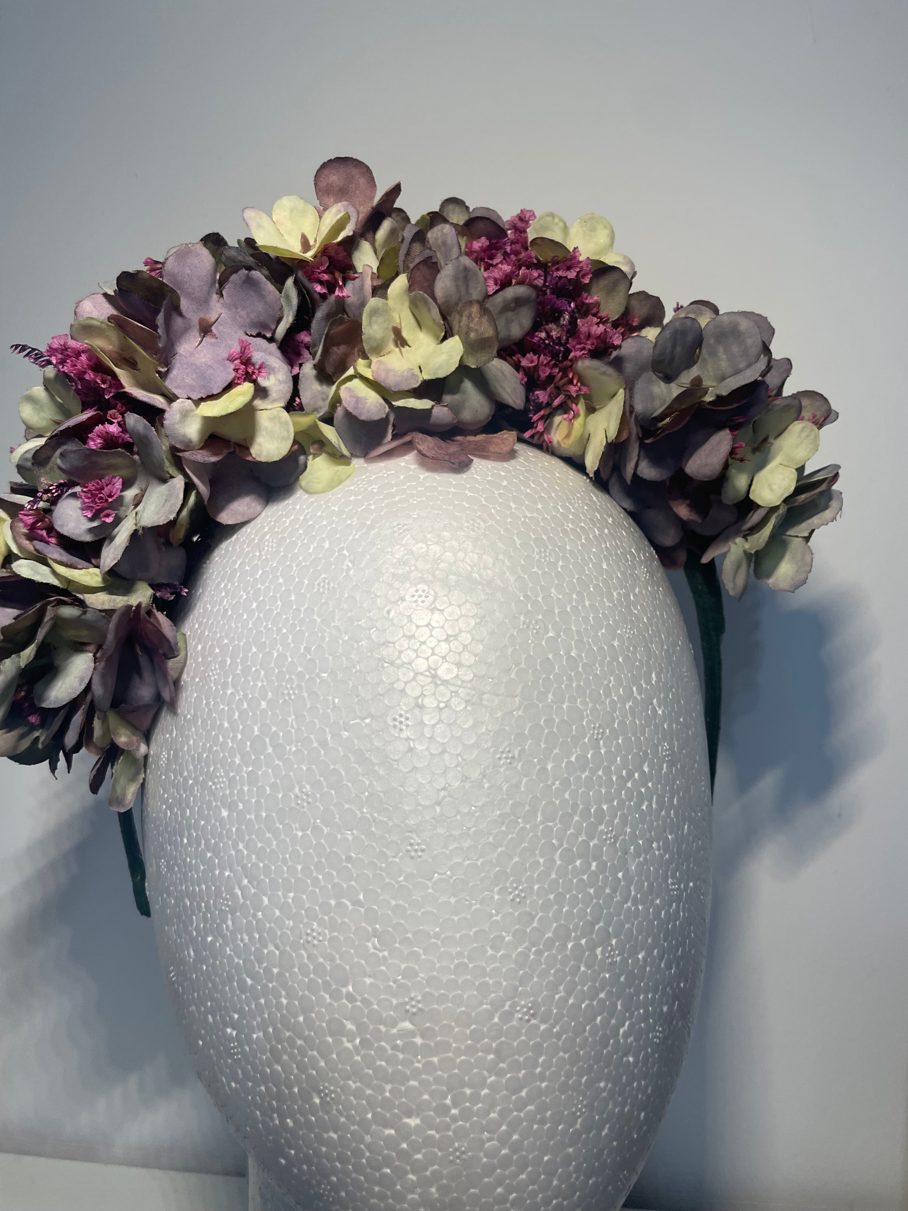 Mauve/green/pink flower headband