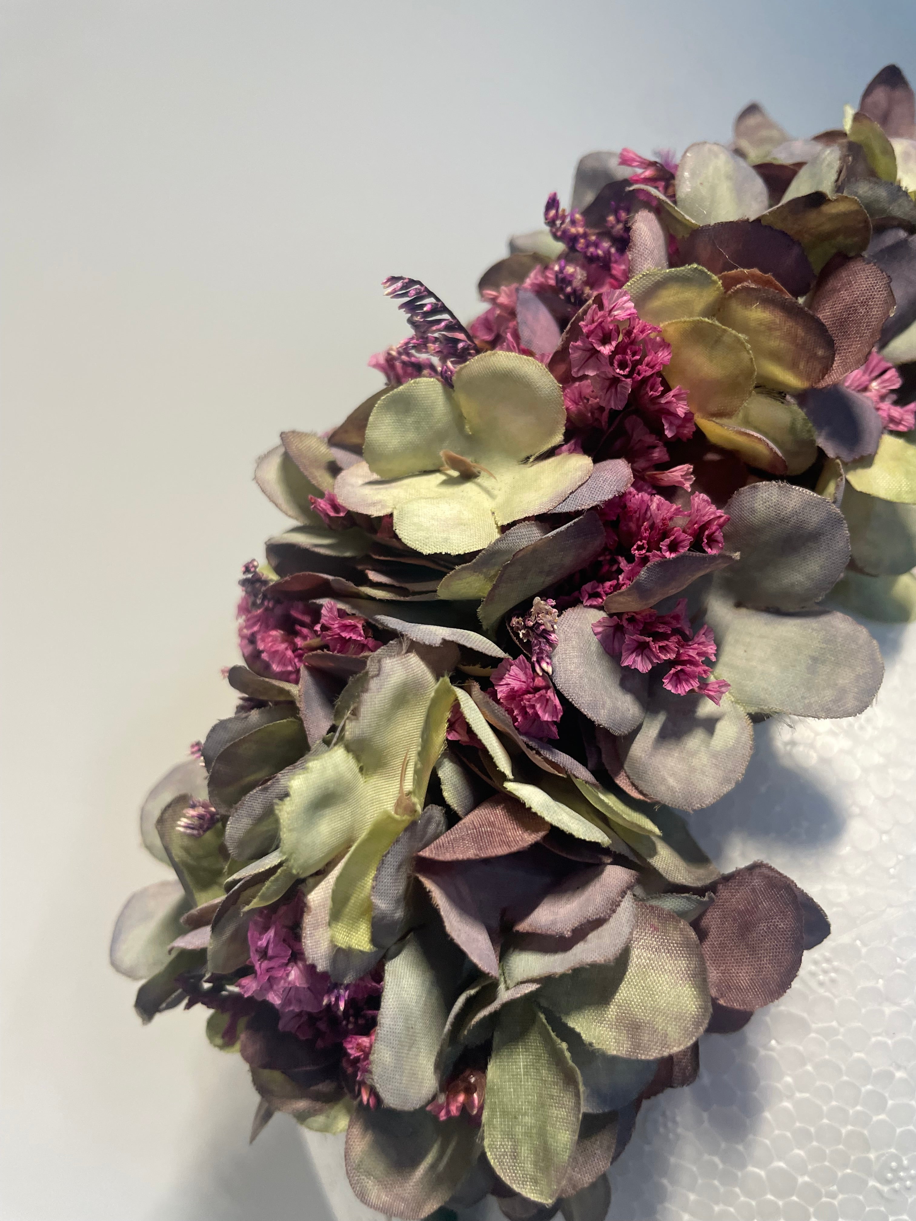 Mauve/green/pink flower headband