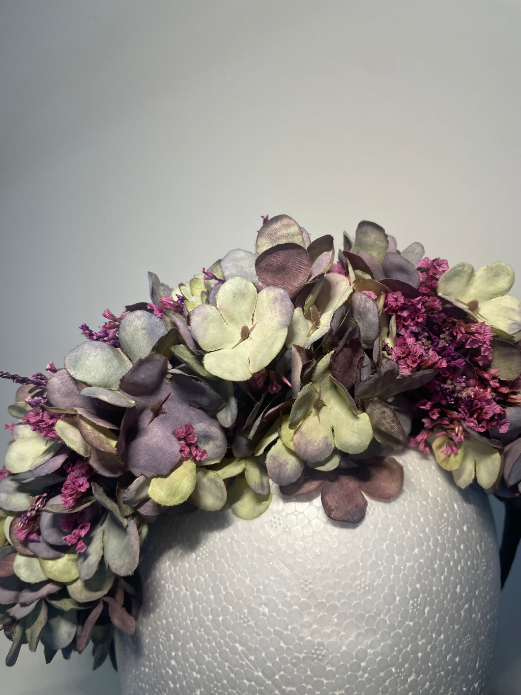 Mauve/green/pink flower headband