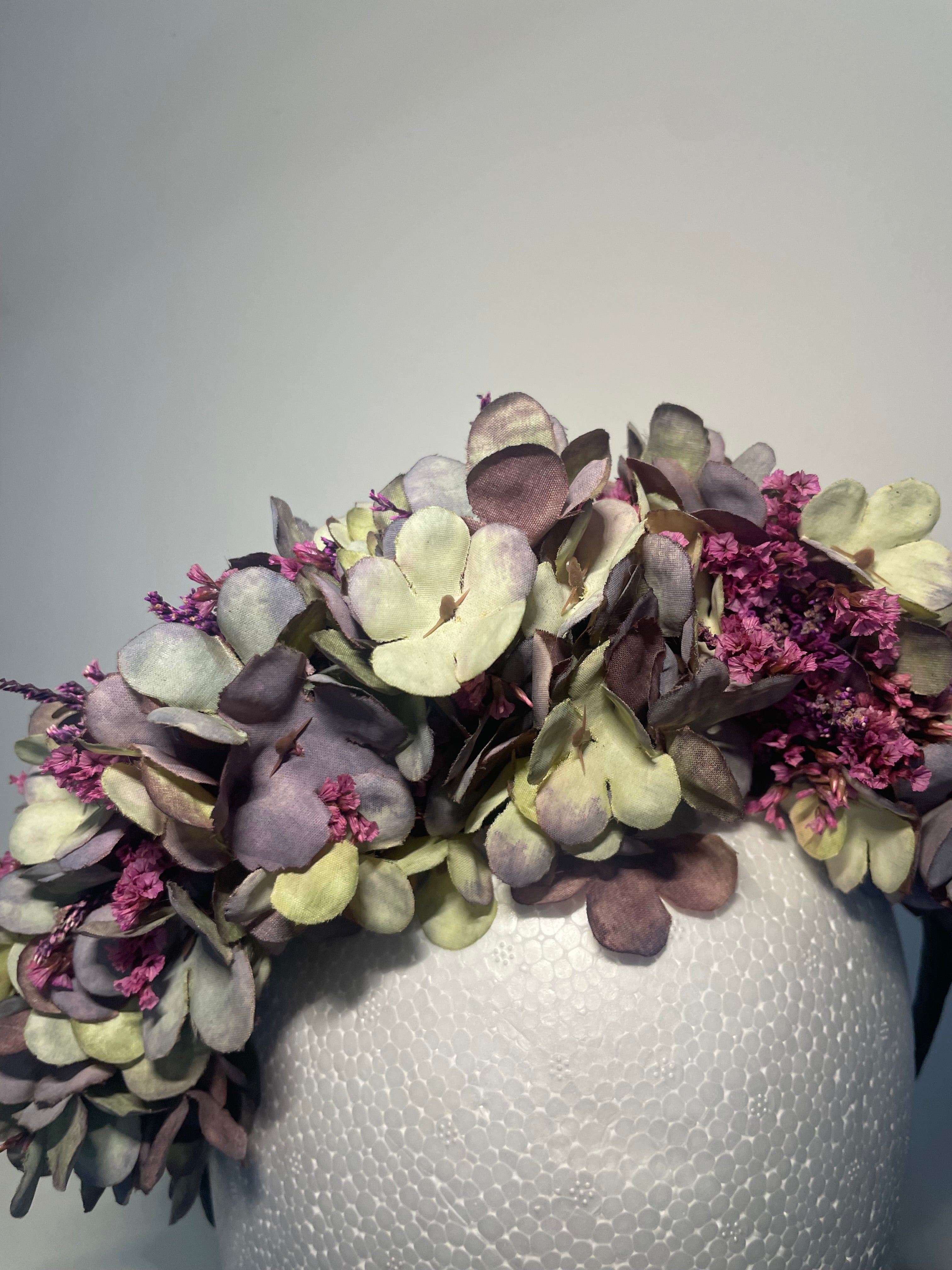 Mauve/green/pink flower headband